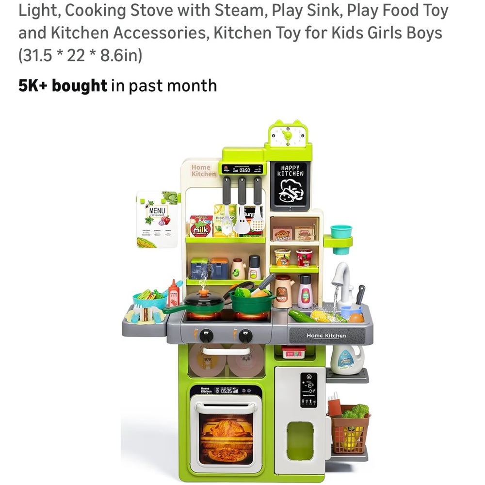 Kids Play Kitchen Set with Light and Sound
